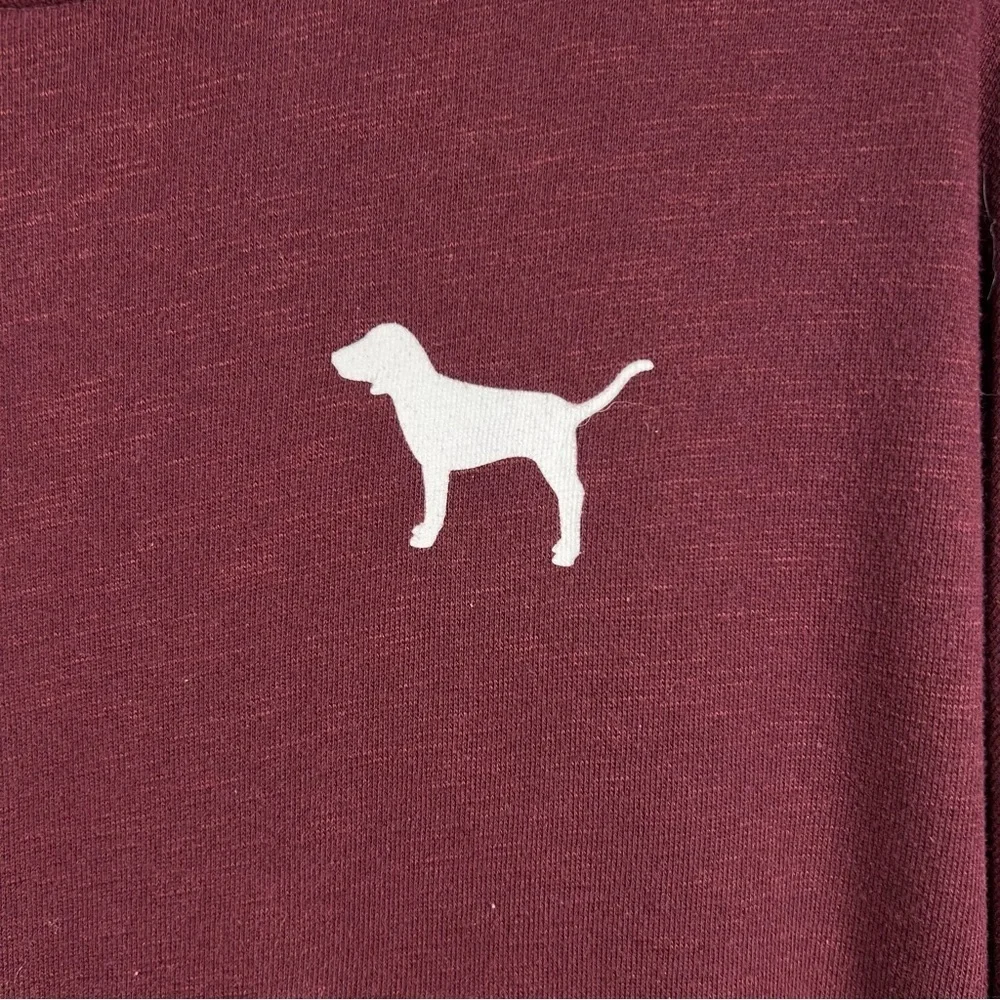 Pink Sweatshirt Womens XS Maroon Long Sleeve Scalloped Pullover